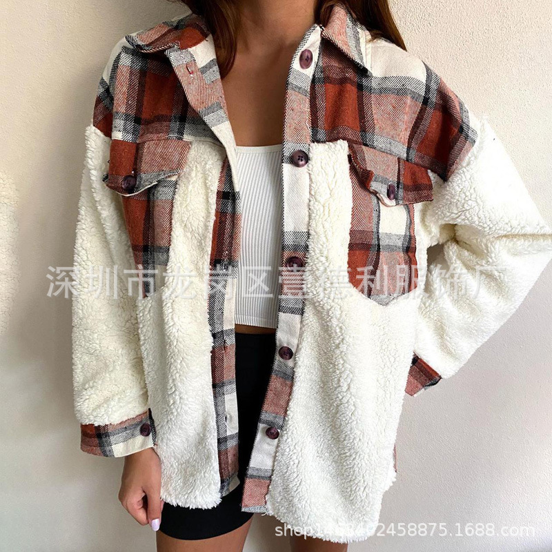 Women's Jackets Coats Plaid Warmth Autumn and Winter Coats Tops