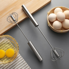 Home Baking Tools Handheld Rotating Eggbeater 10-inch 12-inch Stainless Steel Semi-automatic Eggbeater Whisk