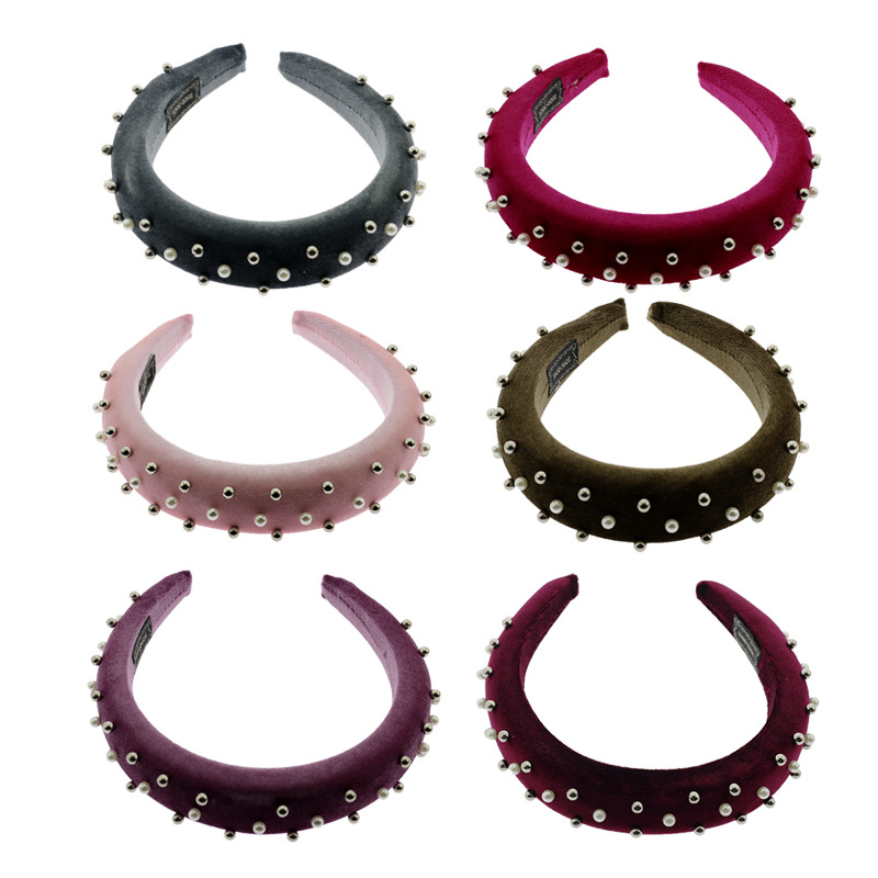 Europe and America Exaggeration Broadside Hair hoop Pearl cashmere Hair band temperament fashion new pattern Solid Hairdressing Manufactor wholesale