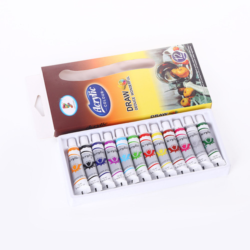 12-color acrylic paint set watercolor gouache oil paint aluminum plastic tube 12ml student painting paint set