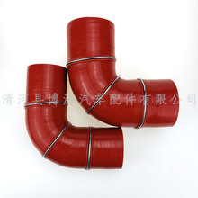 【厂家定做】耐高温汽车硅胶管90度带钢圈夹布硅胶管7mm厚五层布