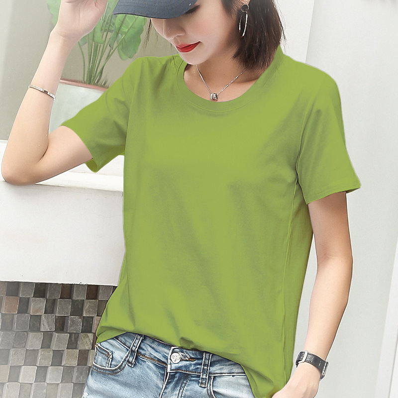 Autumn cotton solid short trend T-shirt, Korean style, oversize, plus size 3