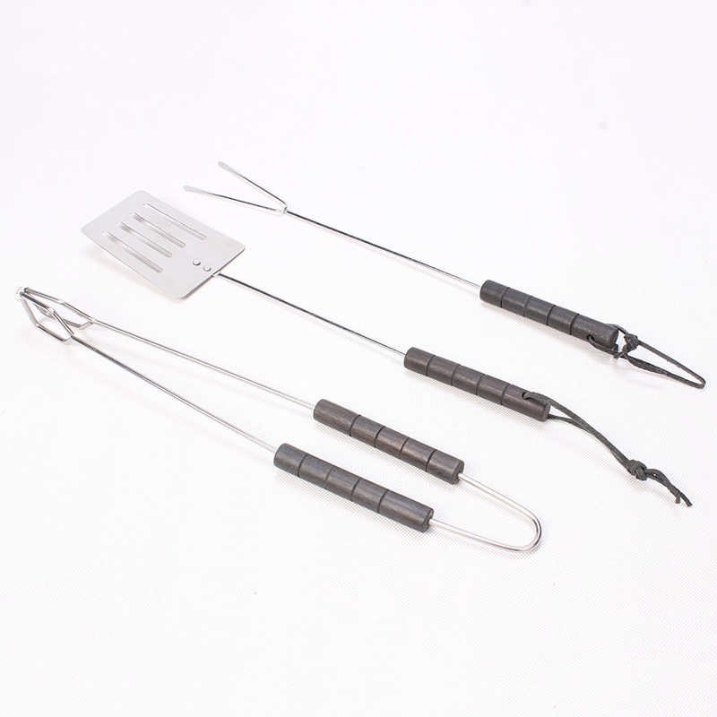 Fuente de la fábrica barbacoa herramientas 3 piezas de acero inoxidable PP mango parrilla traje alambre tenedor pala clip parrilla