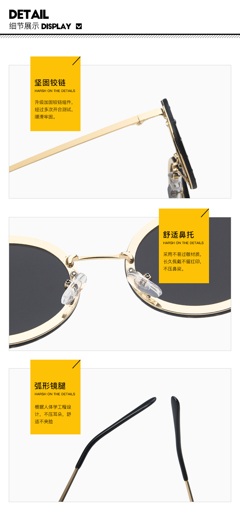 Oval Diamond-studded Metal Sunglasses display picture 8