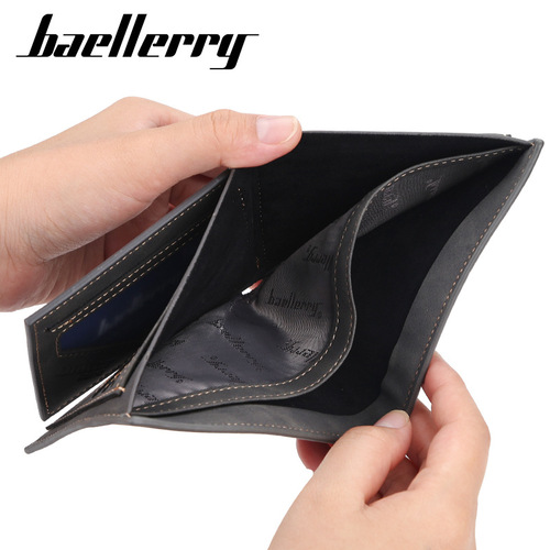baellerry men's new wallet short multi-card slot fashionable youth wallet bag thin open coin purse