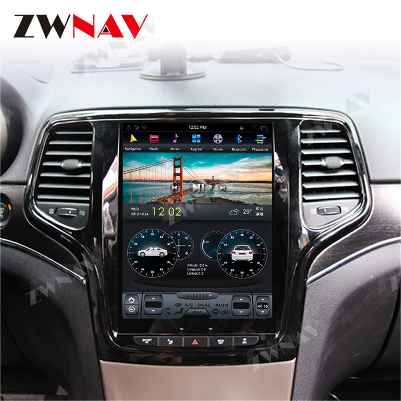 Подходит для Jeep Grand Cherokee CarPlay All-In-One Android 9.0 Шестиядерный вертикальный экран Jeep Grand Cherokee