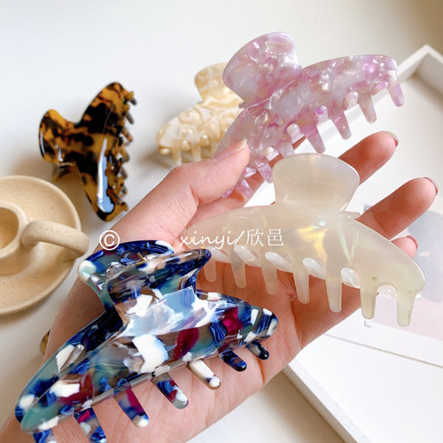 Light luxury medium-sized acetic acid plate hair grab clip half hair clip back of the head Korean clip headwear large bath claw