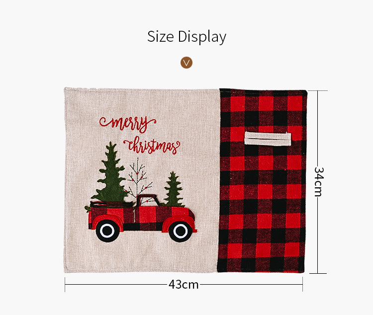 Red  Black Plaid Car Christmas Placemat Cartoon Tablecloth Table Mats display picture 3