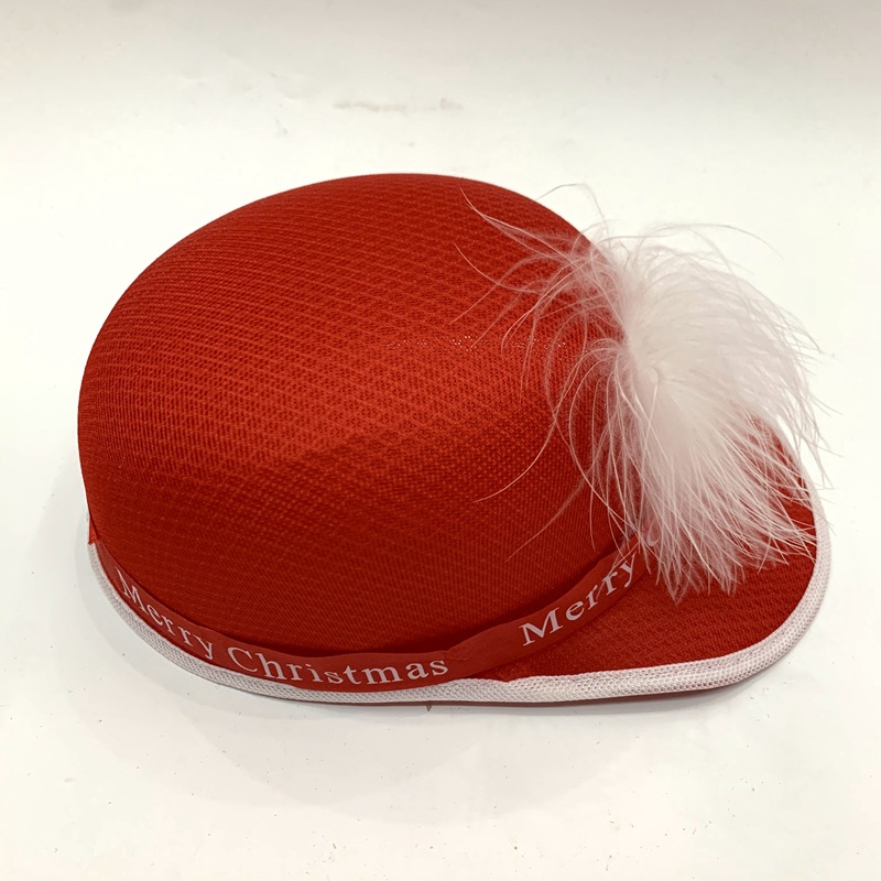 Dome-shaped African child's red "Happy New Year" baseball cap and white feather "Happy Christmas and New Year" little boy hat detail image 5
