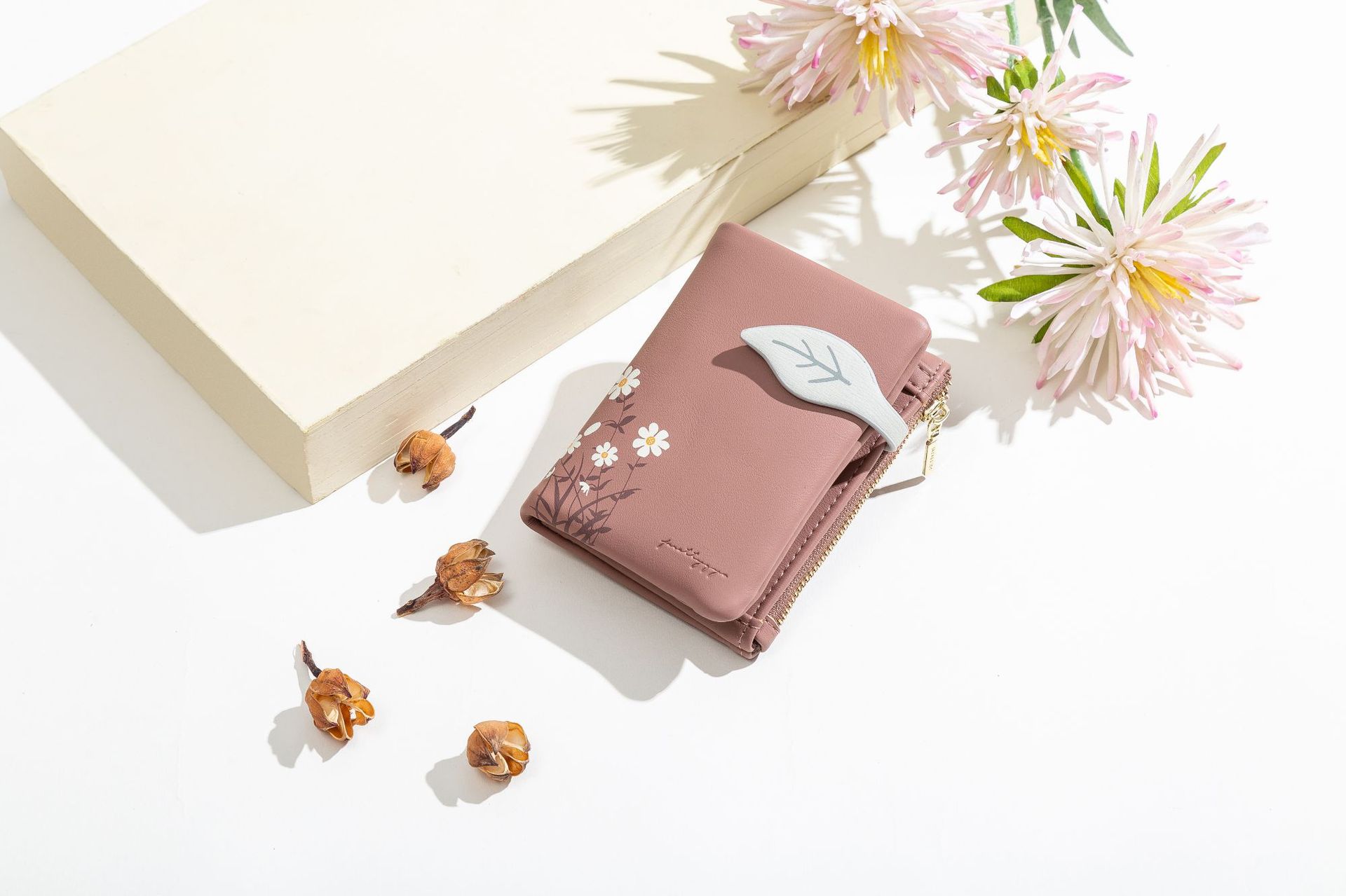Pu Leather Material Flower Pattern Factory Wholesale  New Ladies' Purse Japanese And Korean Pu Soft Printed Buckle Simple Zipper Coin Purse Card Holder