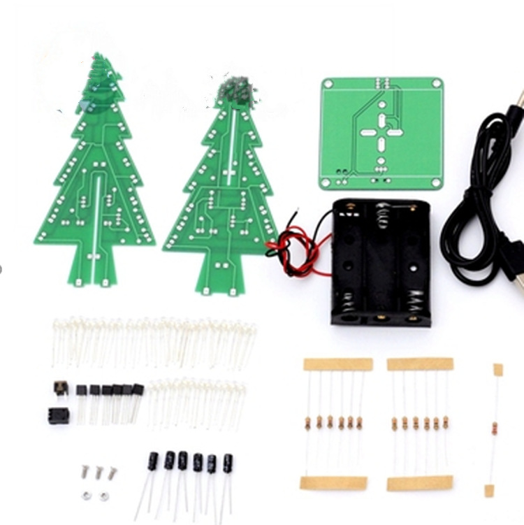 圣诞树DIY 七彩闪光灯电子练习 制作套件圣诞节礼物饰品