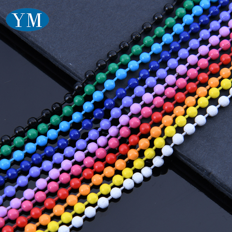 DIY飾品配件金屬鏈條彩色噴漆珠鏈 波珠鏈吊牌鏈 鑰匙扣挂件定做