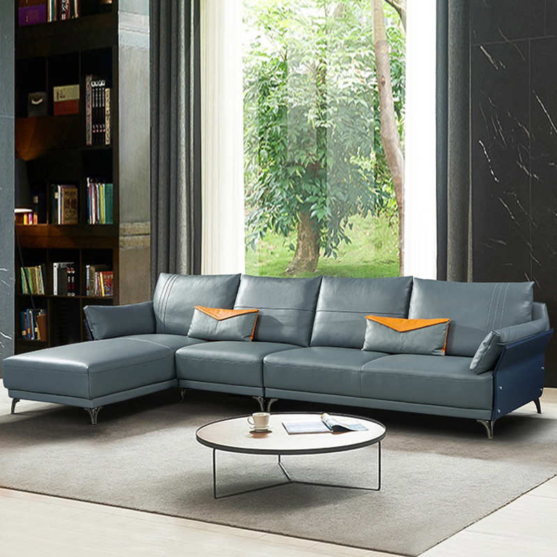 Italian Light extravagance sofa Small apartment Simplicity modern genuine leather sofa Three Leather Sofas combination a living room furniture