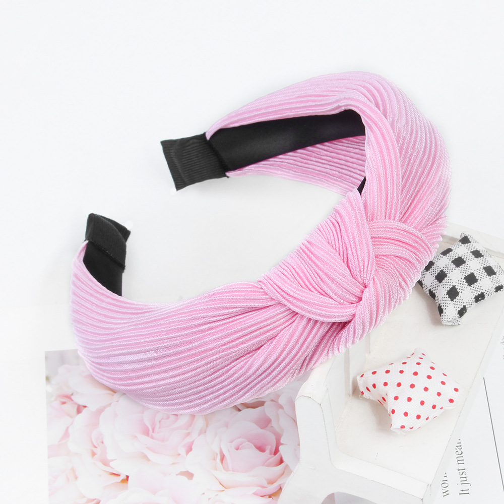 New Fashion Crepe Wave Korean Knitted Fabric Cross Knotted Headband Nihaojewelry Wholesale display picture 6