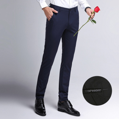 西褲男韓版修身休閑小腳褲男免燙高彈力西褲男士時尚百搭顯瘦長褲