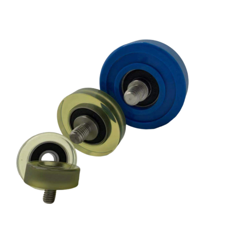 608包胶轴承聚氨酯PU轮滚轮带轴螺丝螺杆轴承滑轮胶轮 UMBH软导轮