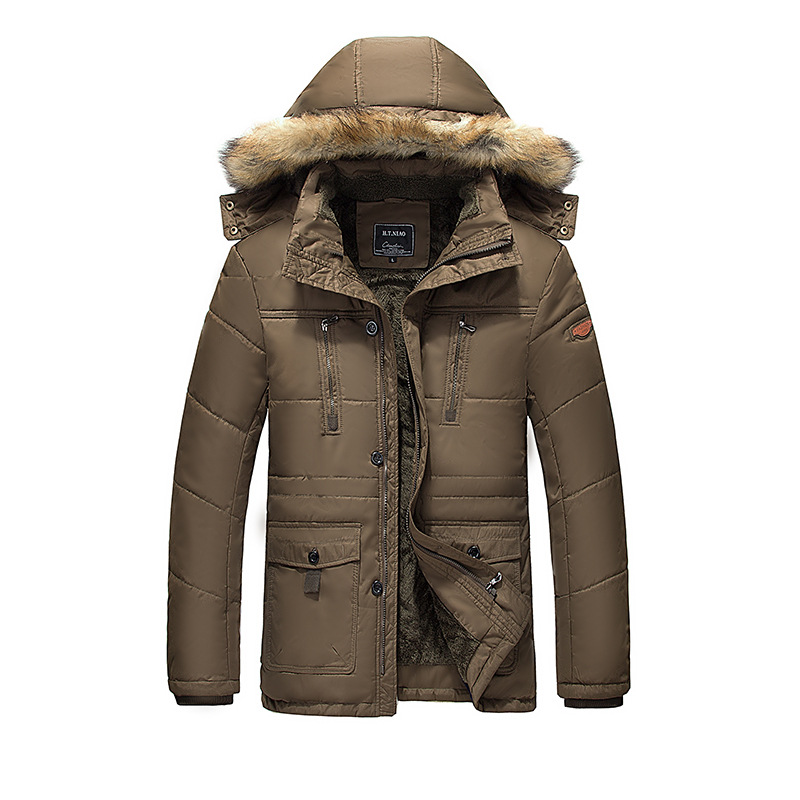 Invierno nueva chaqueta acolchada de algodón para hombre de longitud media forrada de lana cálida chaqueta delgada chaqueta acolchada de algodón casual para hombre Amazon al por mayor