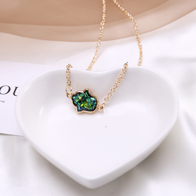 simple semi-precious stone palm pendent necklace