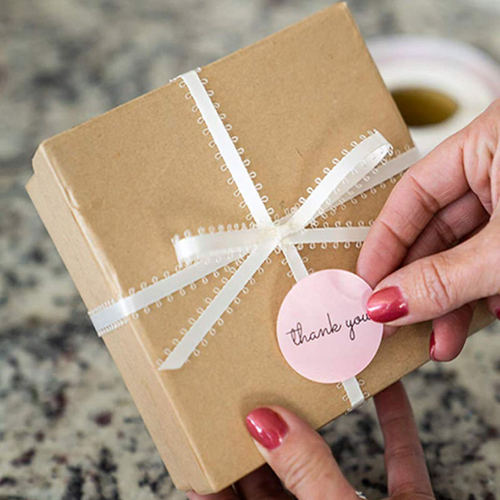 Cross-border roll-packed pink thank you stickers self-adhesive sticker labels 500 pcs/roll