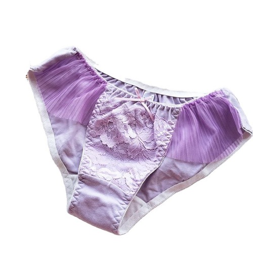 Japanese style cotton pleated fly edge women's underwear cute triangle underwear bow tie underwear blue cotton girl underwear wholesale 