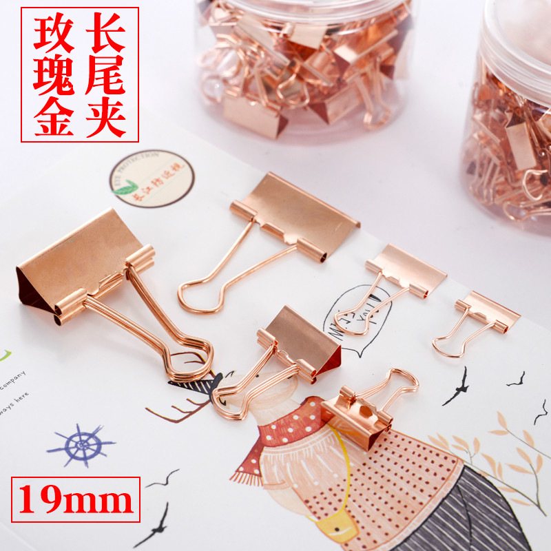 19mm Rose Gold Binder Clips 5# Metal Dovetail clamp One piece On behalf of trumpet student Finance Bills Arrangement Clamp