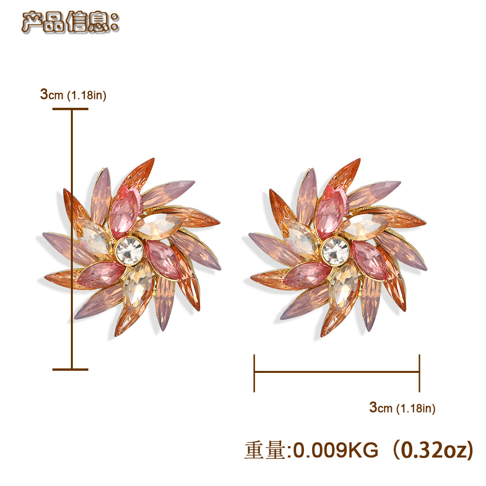 Wild Exaggerated Windmill Style Earrings Full Of Diamonds Creative Fashion Super Flash Acrylic Earrings Catwalk Jewelry Wholesale Nihaojewelry display picture 1