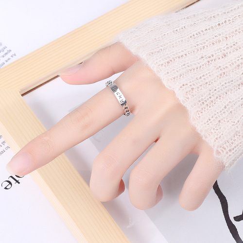 Yunchaoxuan S925 sterling silver niche design sterling silver lucky good luck fashion personality ins trendy circle open ring