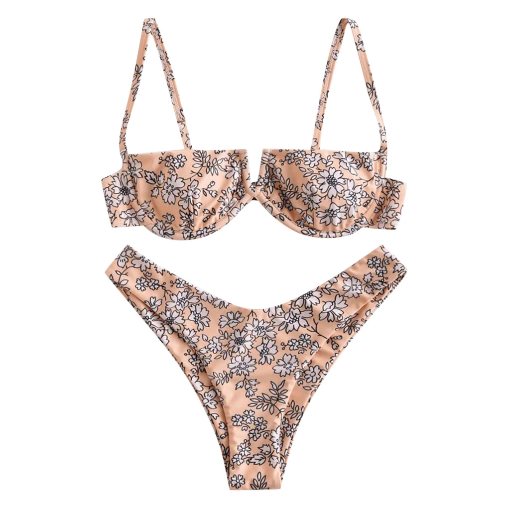 traje de baño de bikini dividido estampado sexy para niñas NSHL2213