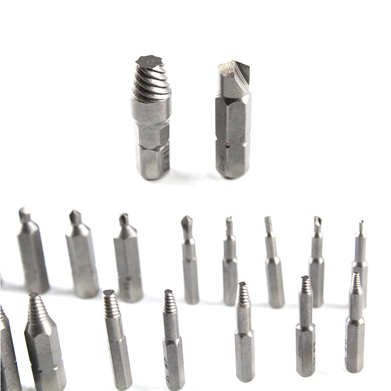 Extractor roto de alambre de acero de alta velocidad de 22 piezas Extractor de tornillo de cabeza rota herramienta de reparación de extracción de tornillo de giro dañado