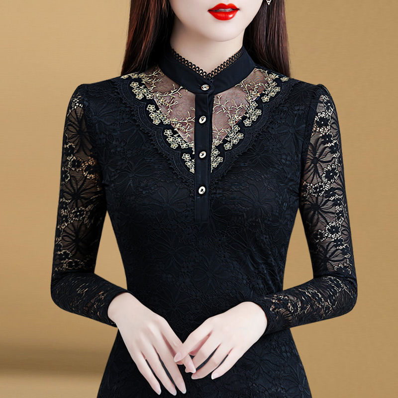 2020 autumn new style lace blouse thin b...