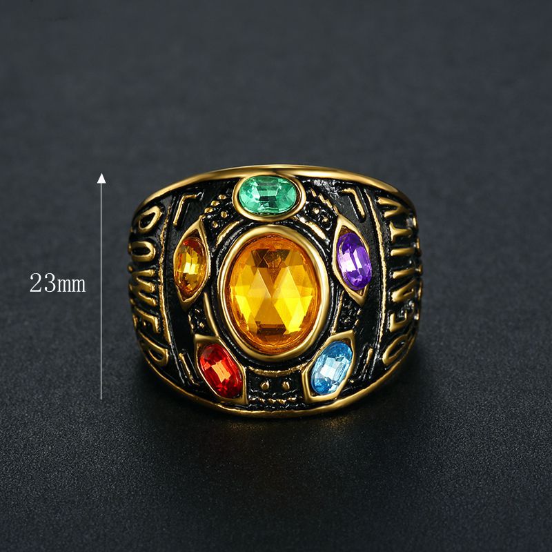 23g Weight Artificial Gemstones Inlay Material Hip-hop Colorful Titanium Steel Plating Inlay Artificial Gemstones Men's Rings