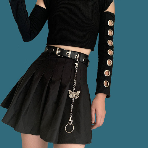 Wholesale punk style belt, women's belt, fashionable and versatile trouser belt, chain denim student decoration, trendy personality