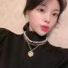 South Korean goods, brand golden necklace from pearl, short universal chain for key bag , sweater