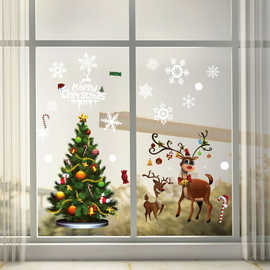 圣诞挂球雪人圣诞火车圣诞麋鹿圣诞树雪花圣诞墙静电贴JC801-812