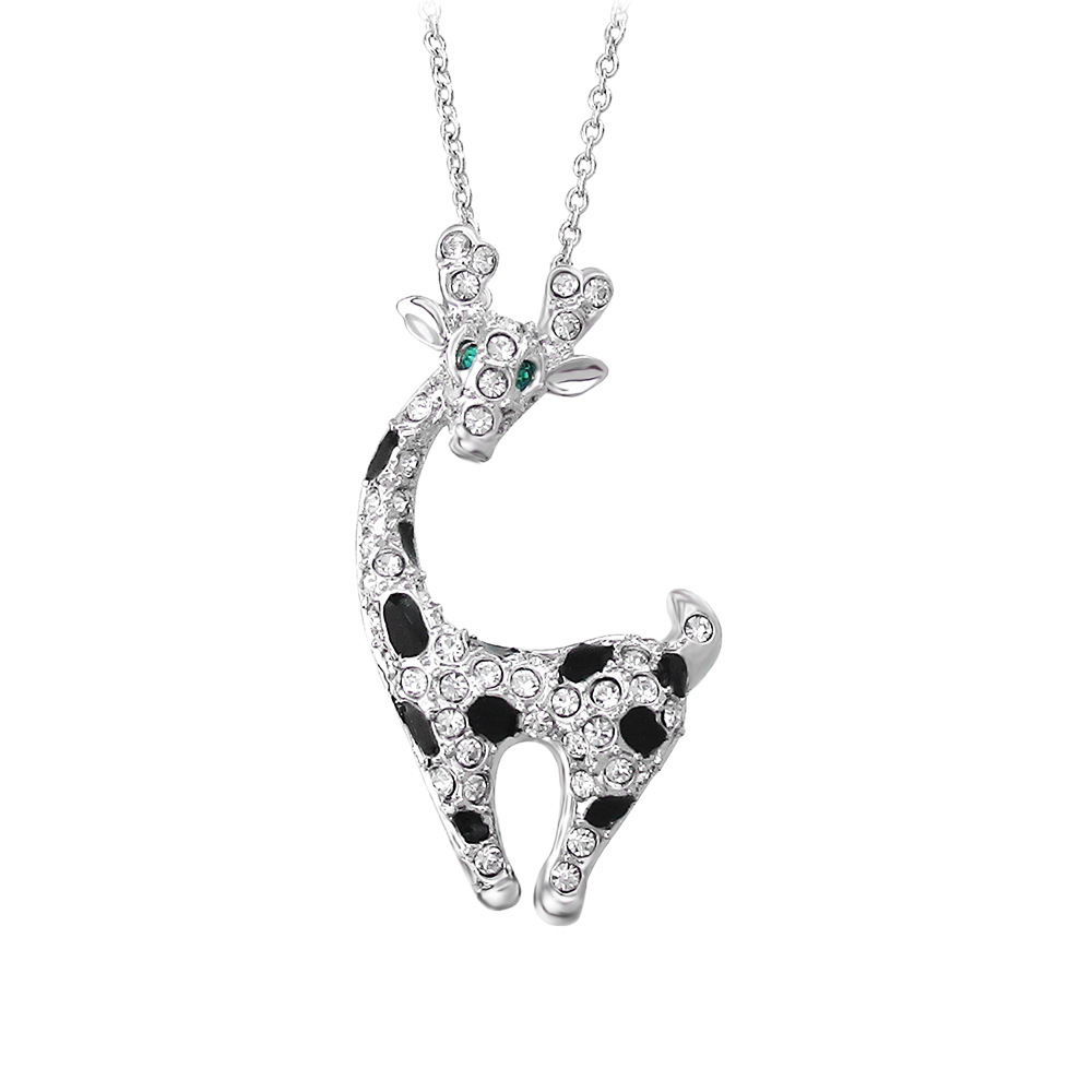 Europäische Und Amerikanische Grenz Überschreitende Schmuck Halskette Tierform Mode Giraffe Halskette Diamant Hirsch Anhänger Mädchen Großhandel display picture 5