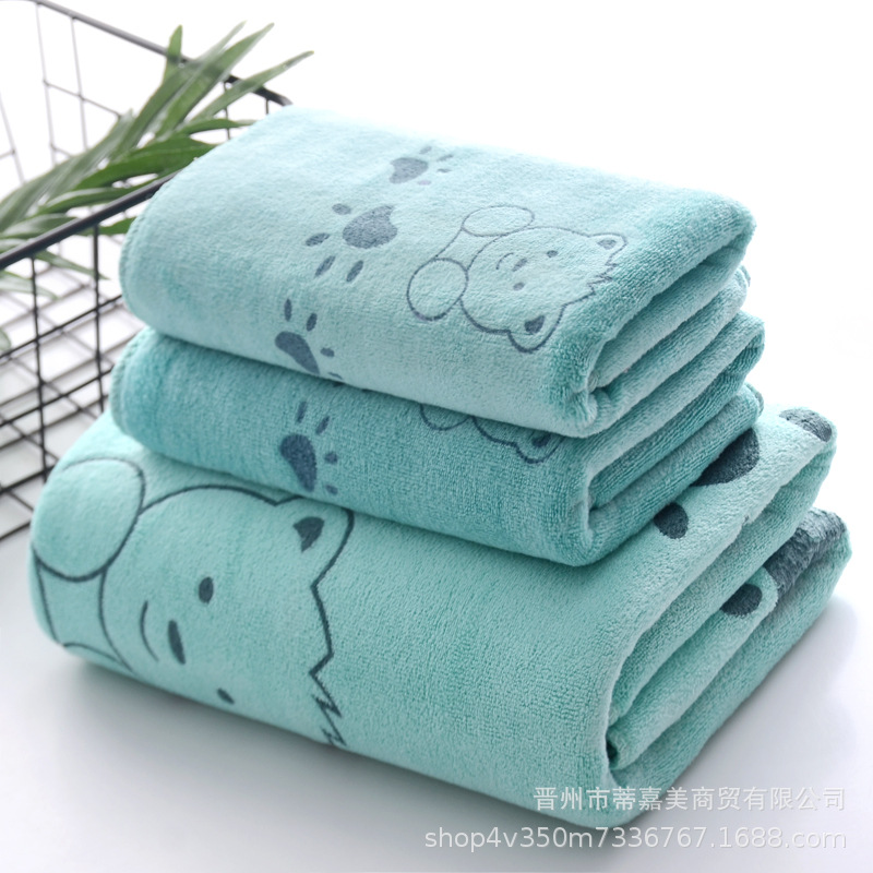 Toalla de baño de tres piezas conjunto absorbente de secado rápido impresión hermosa suave envoltura larga de las mujeres de dibujos animados para adultos Toalla de playa regalo de retorno