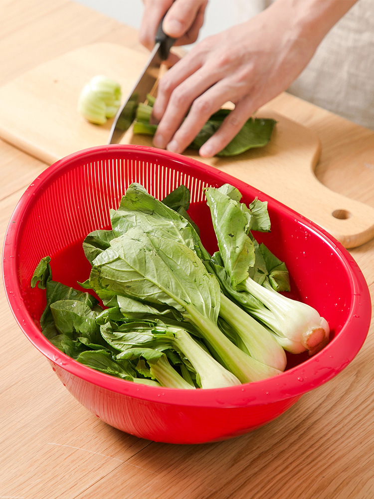 日本进口塑料淘米盆淘米器洗米筛沥水盆厨房沥水篮洗菜篮子洗菜盆|ms