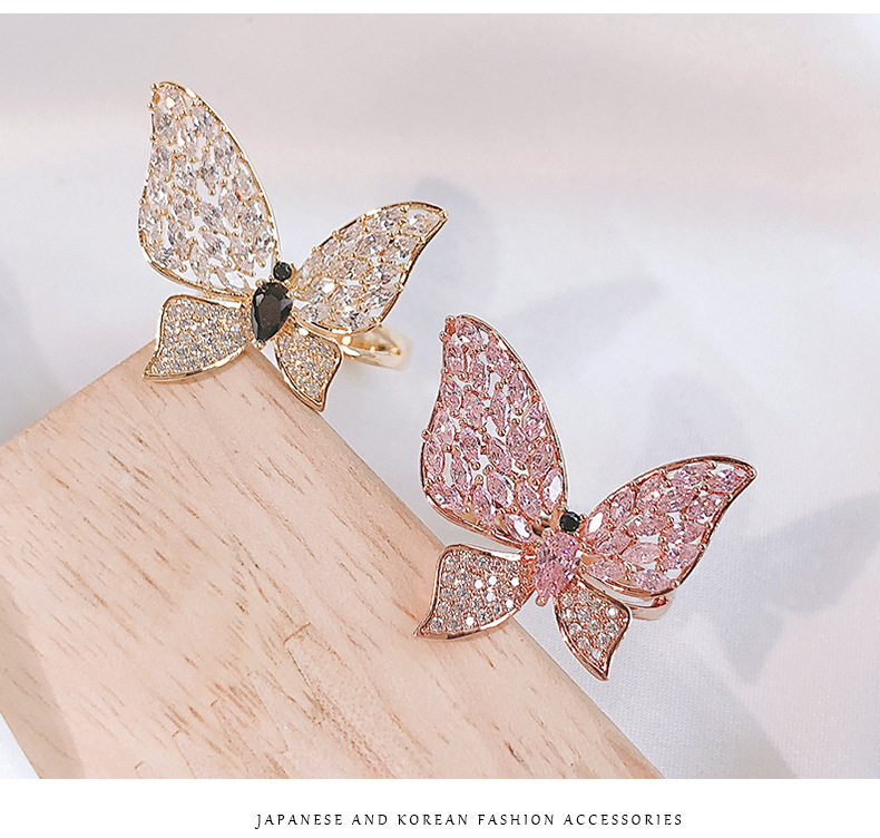 Fashion Rings For Women Korean Fashion Open Butterfly Ring Sparkling Zircon Bracelet display picture 4