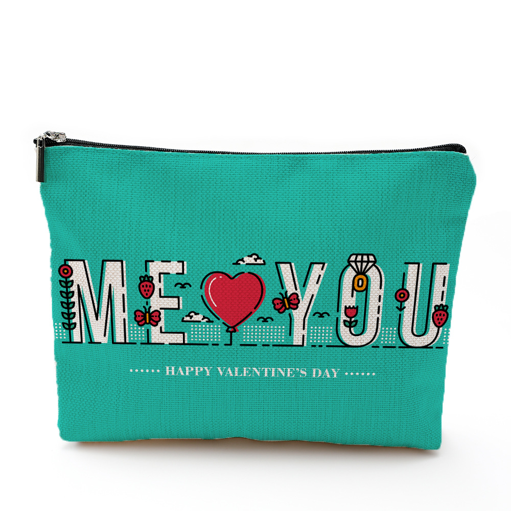 情人节化妆包防水棉麻 拉链袋化妆品饰品收纳袋 旅行洗漱包收纳包