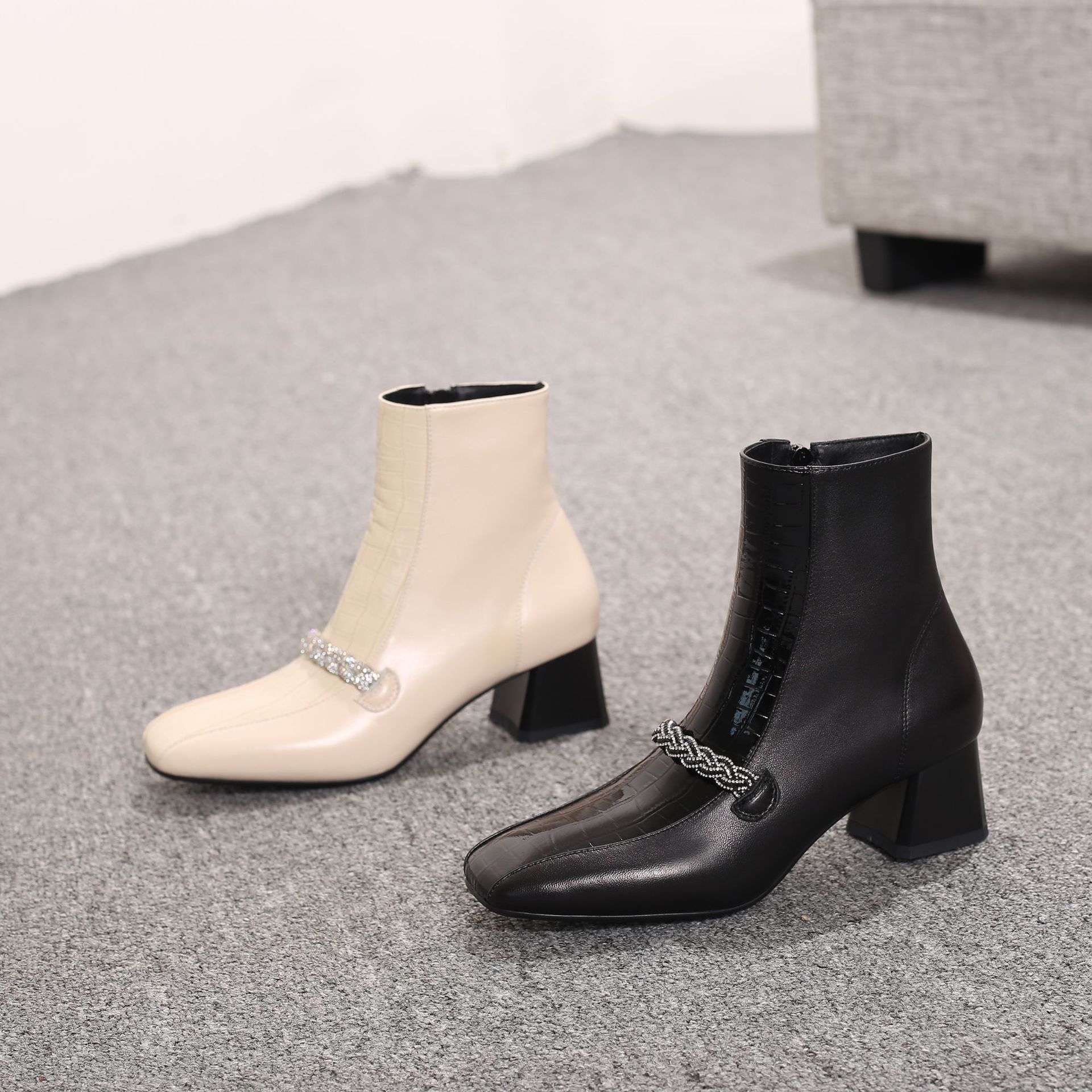 Chiko Eliana Square Toe Block Heels Boots