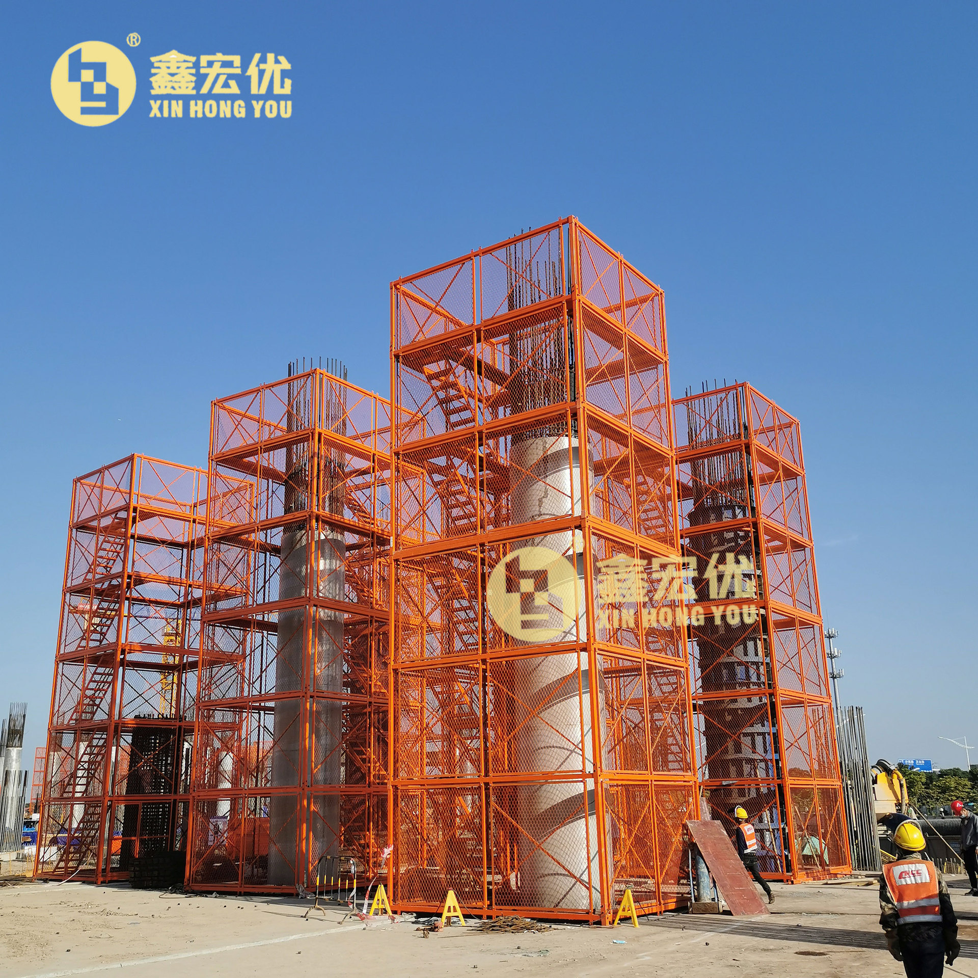 鑫宏优 梯笼墩身 防护平台 桥梁墩柱施工  可定制双墩身防护平台