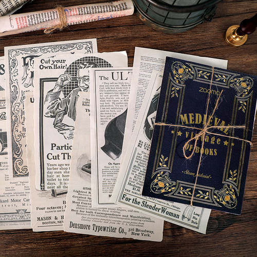 Early foam simulated book page material paper, timeless series, retro handbook decorative backing paper, 10 sheets