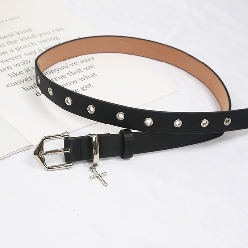 New pin buckle casual simple belt fashion personalized button jeans dress decorative black belt