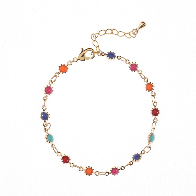 Pastoral Flower Copper Enamel Plating Bracelets 1 Piece