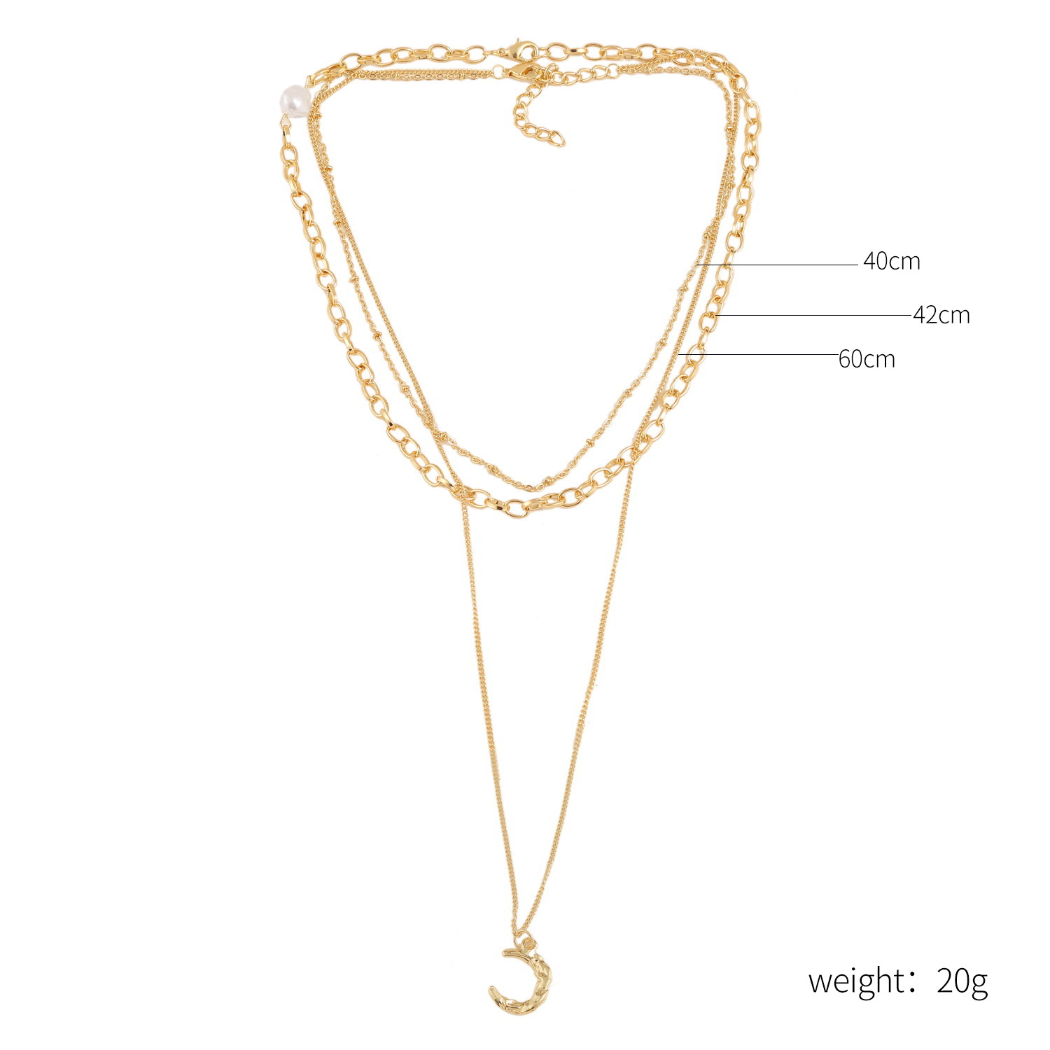 New Fashion Geometric Moon Pendant Necklace Multilayer Alloy Necklace Wholesale display picture 1
