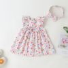 Brand children's summer bodysuit, cotton sleeves for new born, Korean style, flowered, with short sleeve