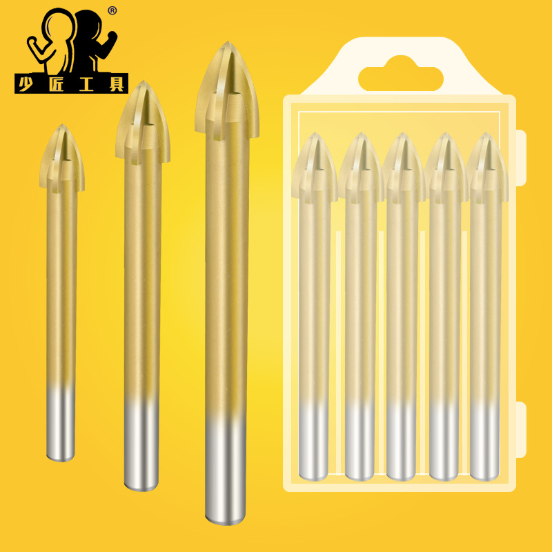 多功能硬质合金玻璃全瓷玻化砖砖墙木材圆柄十字多规格开孔钻钻头|ru