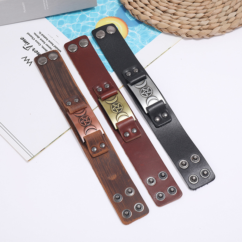 Retro Men's Leather Nordic Punk Trendy Fashion Bracelet Jewelry Adjustable Nihaojewelry display picture 7