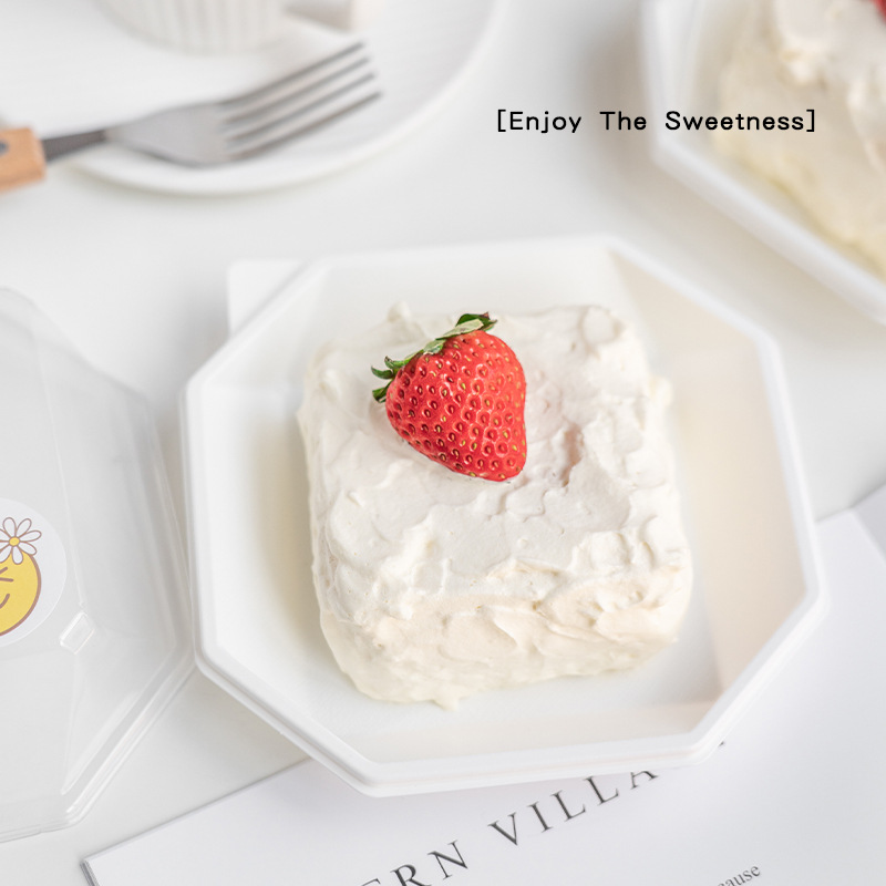 八边形豆乳千层蛋糕包装盒 脏脏包泡芙烘焙甜点吸塑透明打包盒子