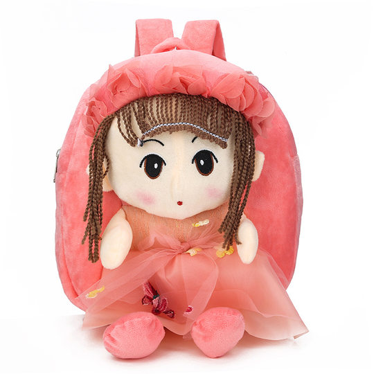 Factory spot direct supply 1-4 years old boys and girls cartoon backpack cute canvas backpack doll children's schoolbag